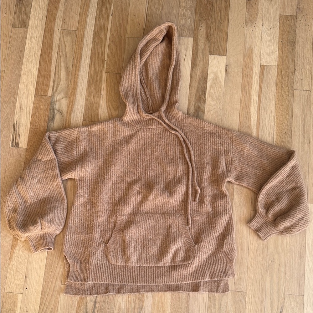 Cozy camel rib Who What Wear Hooded Sweater